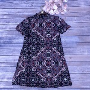 BCBGeneration floral mock neck mini swing dress